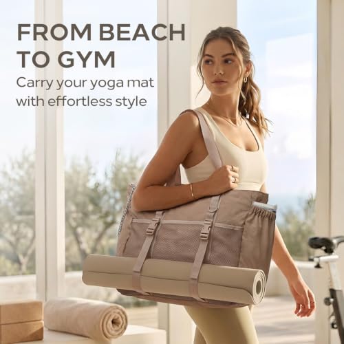 Omanmoli Beach Bag for Women Large Waterproof Sandproof Tote 40oz Holder | Anti-theft Lock & Chain,12 Pockets,2 Insulated Foil Pockets,Checkered,Cruise Travel Vacation Picnic Pool Work Gym,Checkered - color: Khaki