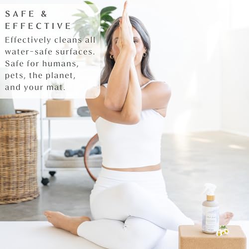 Organic Yoga Mat Cleaner Spray | 8oz Summer Bloom with Microfiber Cloth | Made in the USA | Safely and Effectively Cleans All Mats and Pilates + Yoga Accessories