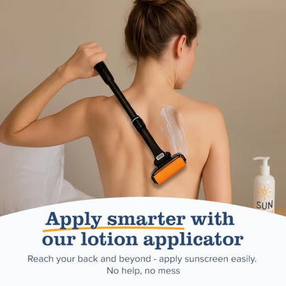 EZPIK Lotion Applicator for Back with 2 Replacement Foam Rollers, Extendable up to 23" - Curved Back Lotion Applicator for Elderly & Seniors with Limited Mobility, Body Cream & Sunscreen Applicator
