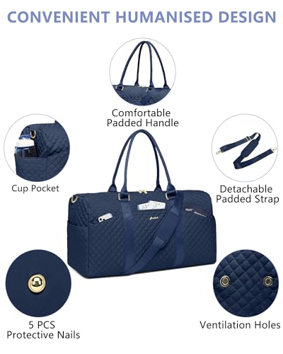 Women Weekender Travel Duffle Bag: Travel Duffel Overnight Bags with Shoe Compartment Large Carry on Tote with Toiletry Bag Weekend Traveling Yoga Gym Hospital Bag for Women with Wet Pocket Blue - color: 05-Blue, size: Large