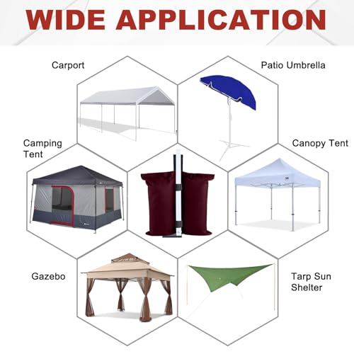 ABCCANOPY Canopy Weights 120 LBS Tent Sand Bags,4-Pack Burgundy(No Sand) - color: Burgundy, size: 120 LBS
