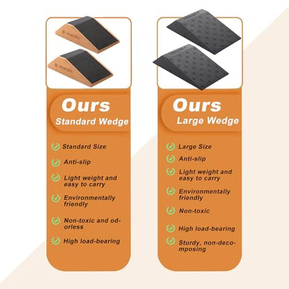 UNMERA Squat Wedge Block Non Slip for Heel Elevated Squats, 2PCS | Professional fitness slant board and squat platform, ideal for calf raises, weightlifting, and strength training. - color: Black