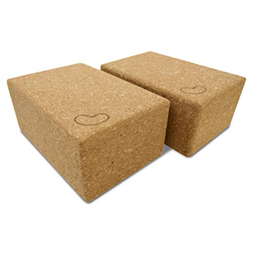 Bean Products Yoga Blocks, Standard & Large Sizes - Studio Grade, Non-Slip, Made from Eco Friendly Materials - 100% Natural Cork or Foam - Improves Stability & Alignment - Single Block or 2 Pack Sets - size: Large (4" x 6" x 9")