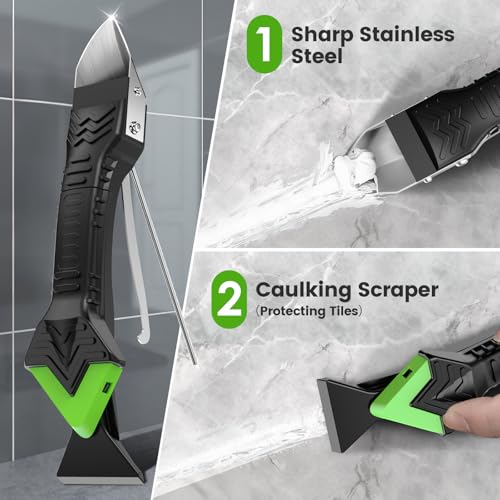 Goopreen Silicone Caulking Tool Kit-3 in 1 Caulk Tool Caulk Remover Tool(Stainless Steel) Silicone Seam Tool and Putty Knife Sealant Finishing Tool for Bathroom Kitchen Floor Window Sink Seal - style: Classic Set