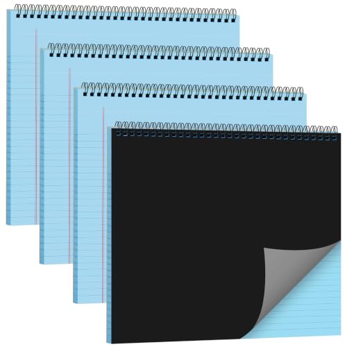 Landscape Legal Pad 11 x 9.5 College Ruled Top Spiral Horizontal Notebook | 4 Blue Pads, 40 Sheets Each, Hole Punched Pages, Simple Color Coding for Classes, Projects, Meetings and Daily Note Taking - color: Blue