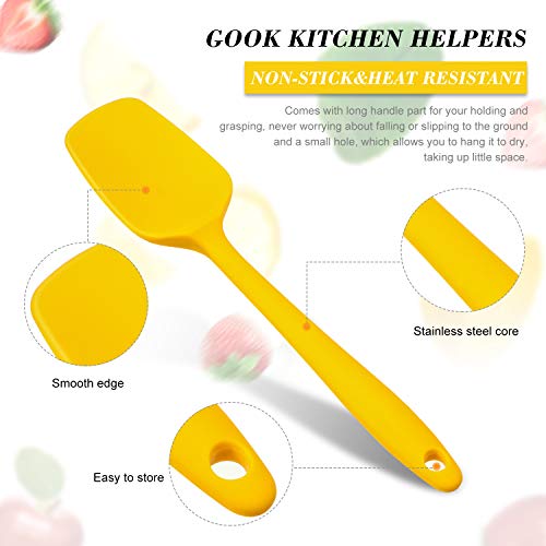 Patelai 7 Pcs Small Silicone Spoonula Spatula, 8.2 Inch Non Stick | One Piece Easy Clean, Flexible for Mixing Baking, Heat Resistant Rubber Spoon Nonstick Pans, Colorful with Hanging Holes