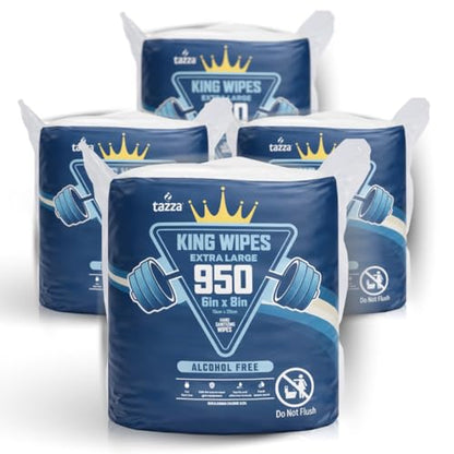 Tazza Gym Equip Wipes, 4 x 950 Count (3800 Total Wipes) - Durable, Pre-Saturated Gym Equipment & Surface Cleaning Wipes