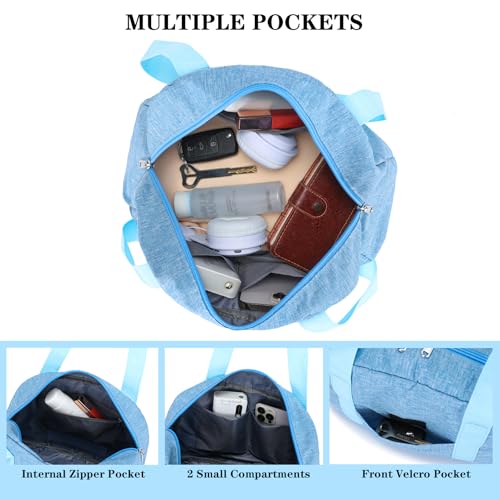 Mini Gym Bag for Women Girl 12 inch Small Gym Tote Lightweight Carry On Bag - color: Light Blue