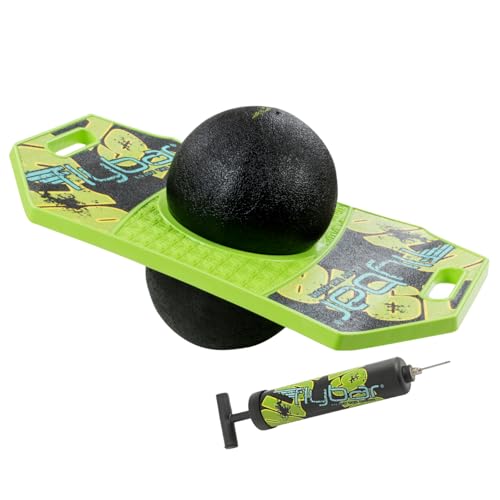 Flybar LED Pogo Trick Ball for Kids Balance Bounce Board w/Anti-Slip Deck - color: Trickboard - Green Mean