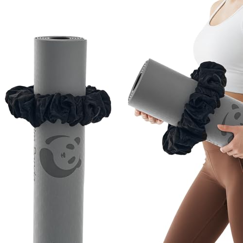 Slim Panda Yoga Mat Scrunchie,Holds Your Mat in Style,Stretchable Velvet Fabric Fit All Standard Yoga Mats (mat not included) - color: Black