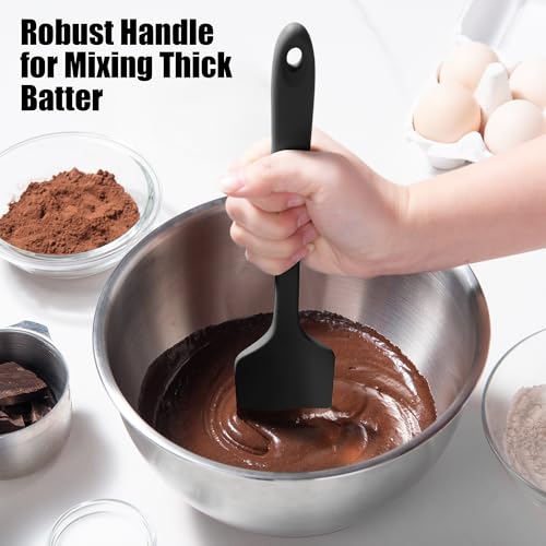 Doosu 600°F Heat Resistant Silicone Spatula Scrapers (Set of 4, Black) | Food Grade Kitchen Rubber Baking Cooking Tool Nonstick Utensil Set for Mixing, Scraping, Folding, Stirring, Serving - color: Black, size: Set of 4
