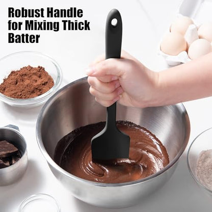 Doosu 600°F Heat Resistant Silicone Spatula Scrapers (Set of 4, Black) | Food Grade Kitchen Rubber Baking Cooking Tool Nonstick Utensil Set for Mixing, Scraping, Folding, Stirring, Serving - color: Black, size: Set of 4