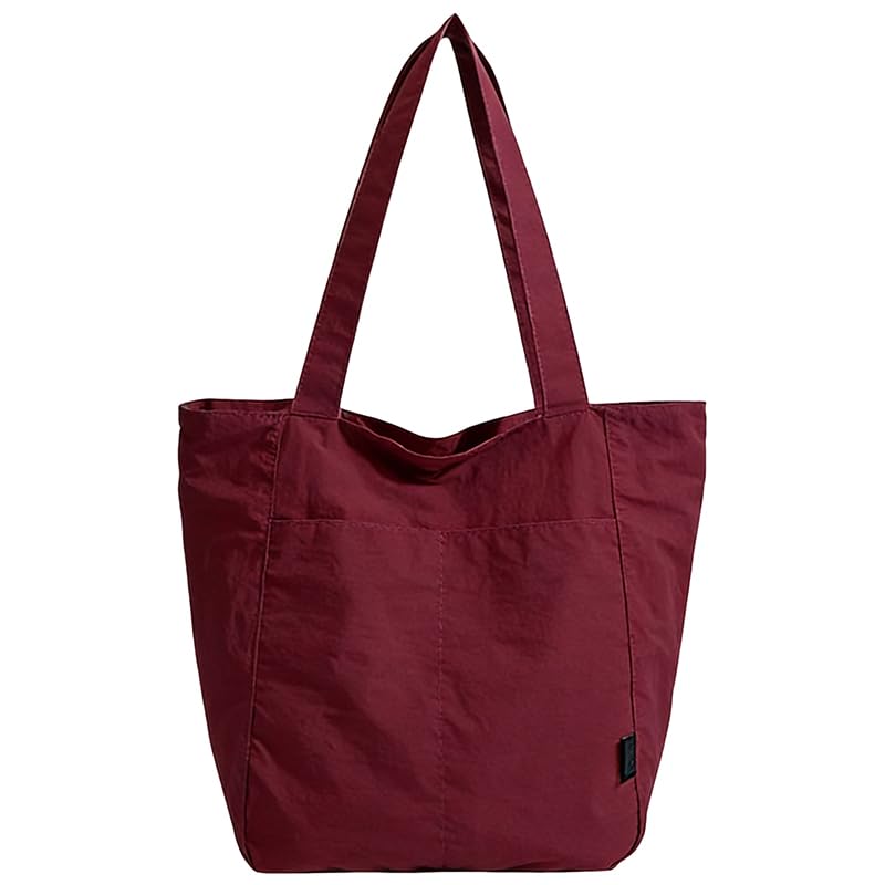 Barsine Tote Bag for Women Unisex Lightweight Nylon Totes Purses and Handbags Large Casual Shoulder Hobo for Travel Gym - color: Red