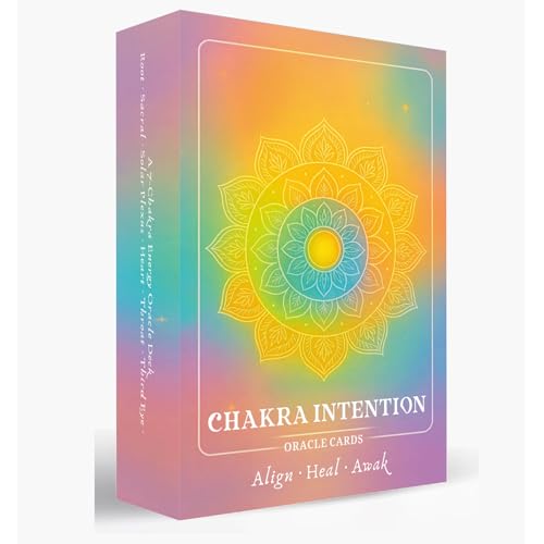 Chakra Intention Oracle Cards, 49 oracle card with meanings on them Reflection Deck for Mindfulness, Intention Setting Meditation, Seven Chakra Inspired Oracle Cards for Self-Reflection Personal Gro