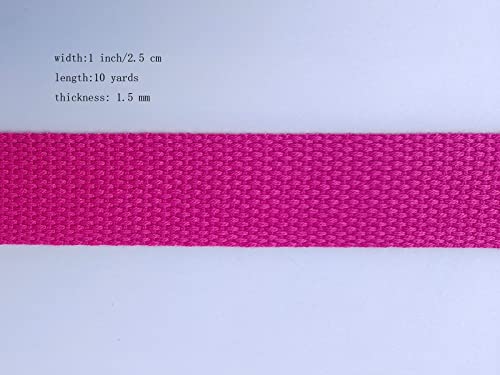1 Inch Cotton Webbing 10 Yards Cotton Strap for Tote Canvas Bags Crafts Sewing (2078 Rose Red) - color: 2078 Rose Red