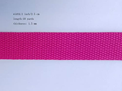1 Inch Cotton Webbing 10 Yards Cotton Strap for Tote Canvas Bags Crafts Sewing (2078 Rose Red) - color: 2078 Rose Red
