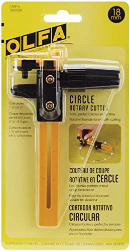 OLFA 18mm Rotary Circle Cutter (CMP-3) - 1.5-8.75" Circles, Ratchet | 18mm Rotary Circle Cutter, ratchet-dial handle, cuts 1.5-8.75 in circles - Cuts various materials - Quilters and Crafters