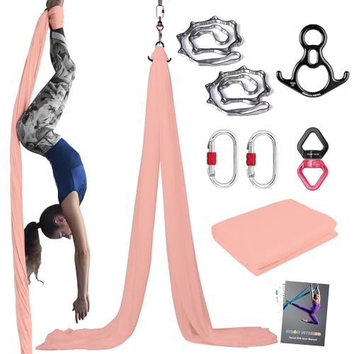 PRIOR FITNESS Aerial Silks Kit, SGS&CE Certified, 9/15/20Yards - color: Champagne, size: S(9 Yards)