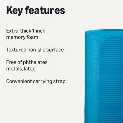 Amazon Basics Extra Thick Exercise Yoga Mat with Carrying Strap - color: Aqua, style: 1-Inch