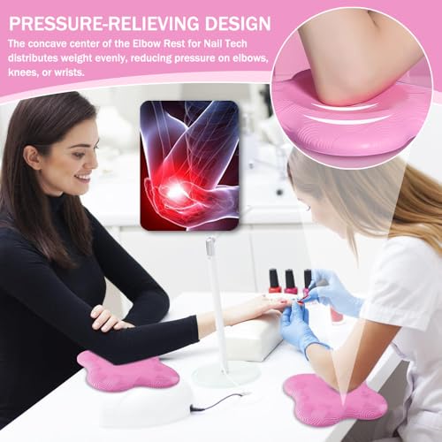 Ouliget Elbow Rest for Nail Tech,Large Wrist Rest Support Cushions,Non-Slip Extra Thick Foam for Elbows Knees Wrist Hands Nail Art Pilates Office,2 Pieces
