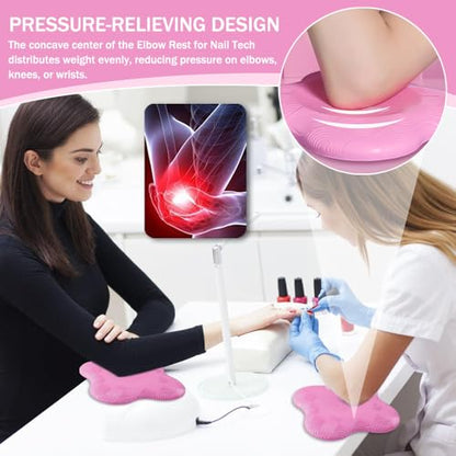 Ouliget Elbow Rest for Nail Tech,Large Wrist Rest Support Cushions,Non-Slip Extra Thick Foam for Elbows Knees Wrist Hands Nail Art Pilates Office,2 Pieces