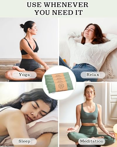 Hihealer Lavender Eye Pillow for Sleeping, Weighted Eye Mask for Spa, Yoga - color: Velvet Green 4 Pack