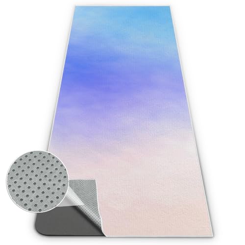 Yoga Mat Towel Non Slip Ultra-Absorbent Hot Yoga Towel, Super Stylish Printed Sweat Hot Yoga Towel, Ideal for Home, Workouts, Pilates, Yoga, 72 x 27in, Blue & Purple - color: Blue & Purple