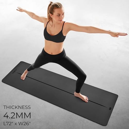 Plyopic Ultra Grip PRO Yoga Mat – EXTREME Non-Slip Performance - Dry & Wet Grip - Smarter Alignment Lines - Comfortable & Sweat Resistant - For Yoga, Pilates & Hot Yoga - color: Centerline Alignment - Signature Black
