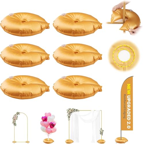 2 Pcs Golden Water Weight Bag, Water Bag Weights for Backdrop Stand | 5-Layer Thickened 50kg Pressure-Tested Openable Water Fillable Base for Balloon Weights, Perfect for Wedding Birthday Party