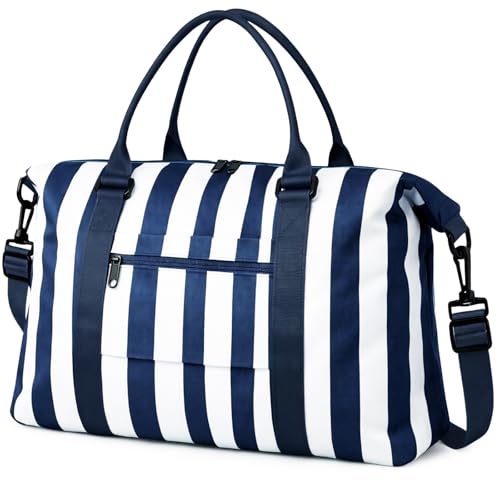 TOPBAG Travel Duffle Bag, Waterproof Weekender Carry On Tote Bags for Women, Sport Gym Bag for Men, Hospital Bag for Labor and Delivery, Overnight Luggage Bag with Trolley Sleeve Coral Pink - color: Navy Blue