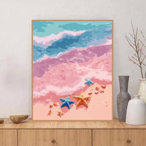 ZRIZQ Paint by Numbers Kit for Adults Beginner,Beach Scenery,16x20 | Full set with rich paints,wooden brushes,rolled canvas.Calming activity.Beginner friendly.Just open and paint. - color: 16"X20"Rolled Canvas-Beach 2