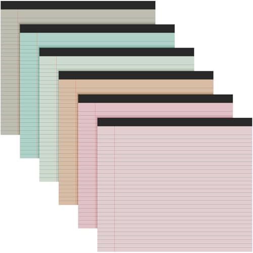 6 Pcs 11" x 9.5" Legal Pads College Ruled Notepad Landscape Notebook Horizontal Lined Notebook 80 Gsm Assorted Colors Paper Pastel Writing Pads for School Office, 40 Sheet (Boho Color) - color: Boho Color