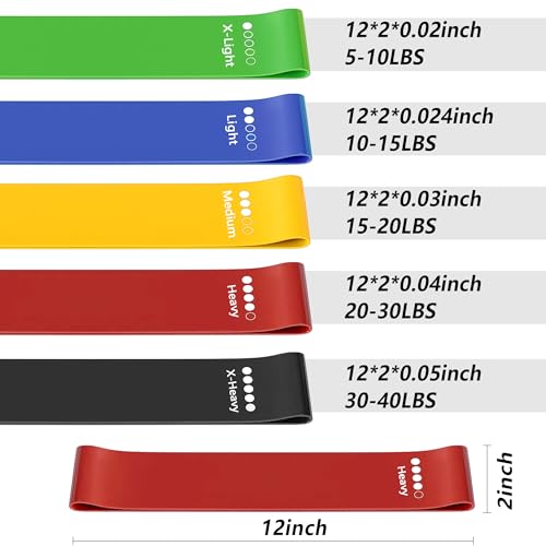 Resistance Bands for Working Out, Latex Exercise Bands Set of 5, Elastic Bands for Exercise with Workout Guide and Carry Bag, Fitness Bands for Strength Training, Yoga, Pilates, Home Workout - color: Colorful [Set of 5]