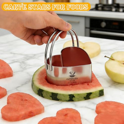 Heart Cookie Cutters, 5 Piece Biscuit Cutters with Handle | Professional Stainless Steel Baking Essential Tools for Valentine's Day, Sandwiches and Heart-Shaped Cookies - size: 5 Sizes Heart Cutters With Handle