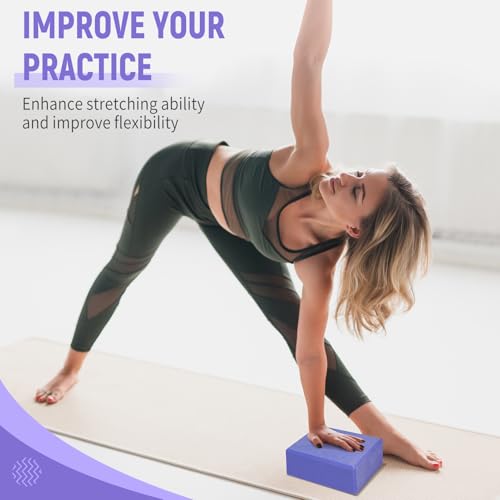 Yoga Blocks 2 Pack, 9"x6"x3" High-Density EVA Foam Yoga Block, Non-Slip Yoga Blocks for Yoga, Pilates Meditation, Stretching and Toning, Supportive, Latex-Free - color: Slate Blue
