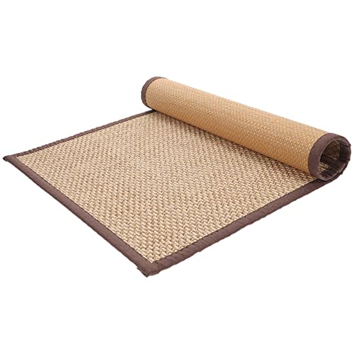 Beavorty Bamboo Rug Woven Straw Seat Cushion Japanese Style Rattan Futon Sitting Pad Tatami Floor Pillow for Zen Garden Yoga Practice or Meditation Light Brown Japanese Tatami Mat - color: As Shown 1