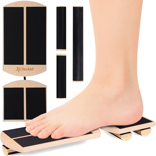 Yes4All 350LBS Professional Wooden Balance Board for Leg Workout, Anti-Slip Rocker Board, Wobble Board for Standing Desk - color: Natural Wood