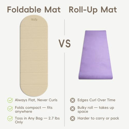 WeiLa Foldable Yoga Mat,10mm Extra Thick,Extra Long (75"x26") for Women&Men - color: Cream & Matcha Green