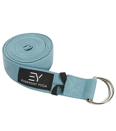 Everyday Yoga Strap with Metal D-Ring Athletic Stretching, 6ft/8ft/10ft | Durable Stretching Strap, Flexibility Training, Exercise & Fitness For Yoga, Pilates, Physical Therapy, Gym, Unisex-Adult - color: Slate Blue, size: 8 Foot