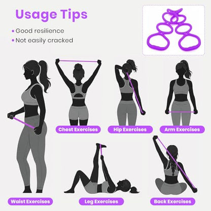 7 Ring Adjustable Resistance Bands, Workout Stretch Fitness Resistance Exercise Band with 7-Level, Ideal for Women Men Yoga/Pilates/Physical Therapy/Home Gym for Arm/Shoulders/Foot/Leg Fitness - color: Purple