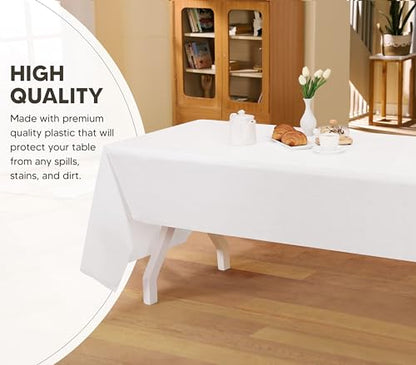 Utopia Kitchen Plastic Table Cloth Disposable [White, 6 Pack] | Rectangle Tablecloth Waterproof Stain Resistant Party Table Cover - color: White, size: 54X108 Inch - 6PC
