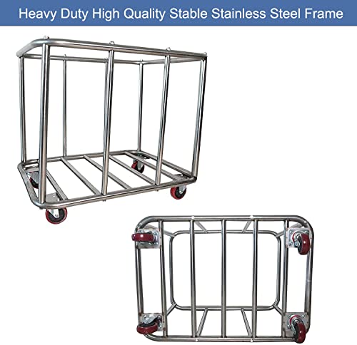 Laundry Cart with Wheels Commercial,400L Large Rolling Laundry Hamper - color: Red - 11.5 Bushels - 8 Tubes
