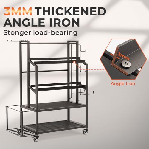 Dumbbell Rack Weight Stand - Adjustable Weight Rack for Dumbbells, Home Gym Storage Rack for Yoga Mat Foam Roller Kettlebells, Workout Equipment Storage Organizer With Wheels