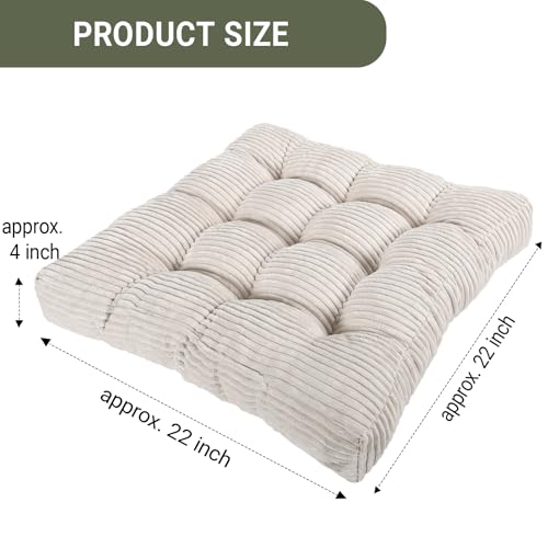 Meditation Floor Pillow Set of 2,Memory Foam Meditation Floor Cushions for Adults Sitting, Large Square Thickened Seat Cushion for Yoga, Tatami Living Room (2, Beige) - color: Beige