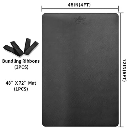 Hatha Yoga Large TPE Yoga Mat 6'x4'x1/2" Extra Thick Non-Slip Exercise Mat - for Yoga Pilates & Home Gym Workouts - color: Black