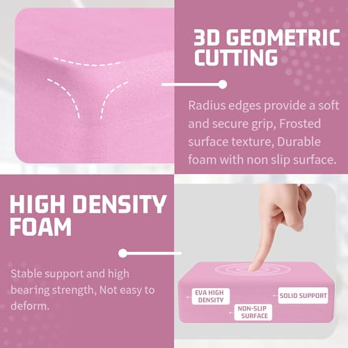 biguphate 2 Pack Yoga Blocks, 3"x6"x9" Rounded Edges Non-Slip, Yoha Bricks | Supportive Latex Free, Lightweight Ideal Pilates Block for Pilates Meditation Balance Stretching Deep Poses - color: Light Pink