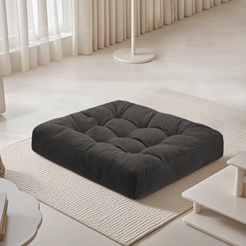 Meditation Floor Pillow 22×22 Inch 1 Pack Large Floor Cushions for Adults Square Tufted Corduroy Floor Pillows for Yoga Living Tatami Room Dark Grey - color: Dark Grey