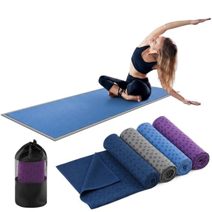 Breling Yoga Towel 4 Pack, Hot Yoga Towel 72" x 24" Non Slip, Dark Colors - color: Dark Colors