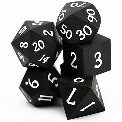 Ebony Wood DND Dice Set Wooden Polyhedral Dice Set for Tabletop Game - color: Ebony Wood
