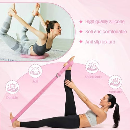 Yoga Blocks 2 Pack for Wrist Relief,Yoga Block with Knee Pads Strap - color: Pink